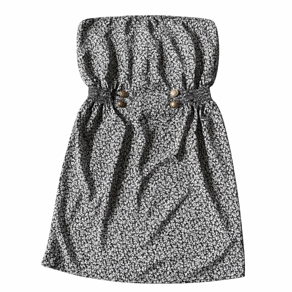 💚 3/$15 Everly Strapless Black and White Patterned Dress G
